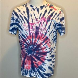 PRPS Graphic Tie-Dye Short Sleeve T-Shirt in White, Blue, and Pink Cotton (sz L)